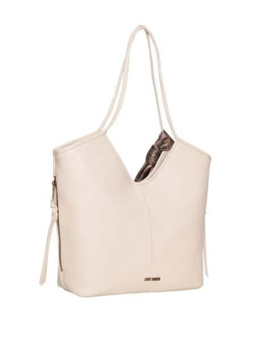 Steve Madden Cream Tote with Decorative Paisley Scarf